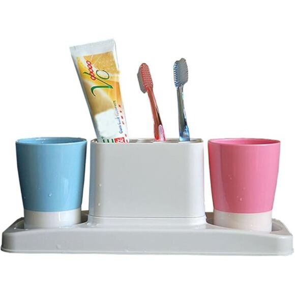 Toothbrush Toothpaste Holder Bathroom Organizer Plastic Storage Rack Set for Hom - Picture 7 of 7